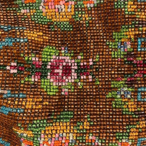 Antique Vintage Victorian Elegant Beaded Drawstring Bag - Picture 4 of 5